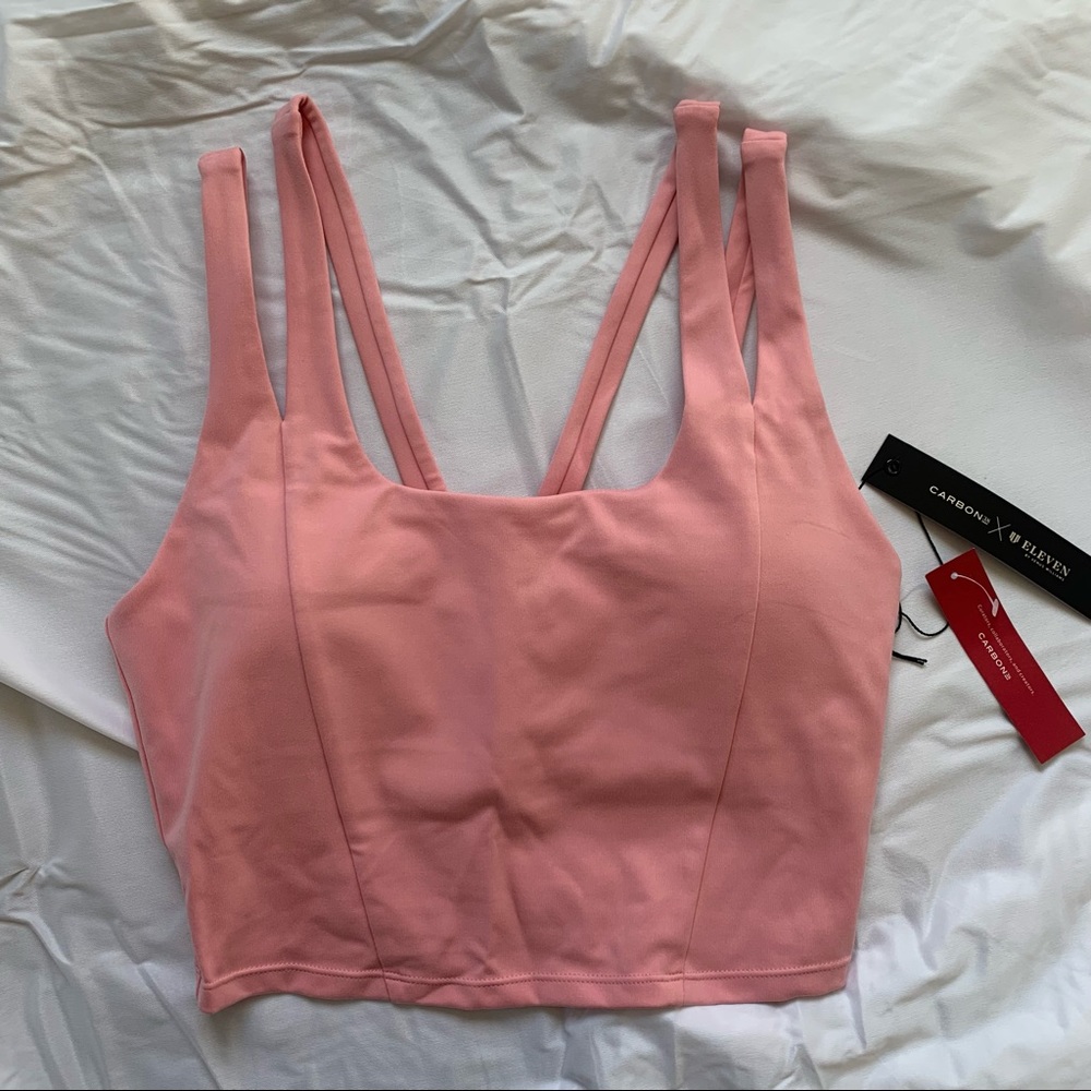 Carbon38 x EleVen by Venus Williams Soft Pink Longline Sportsbra